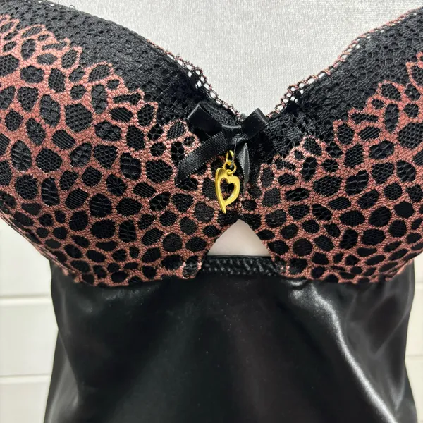 Thalia Sodi Black Cheetah Print Chemise Black&Brown Size‎ M - Image 8