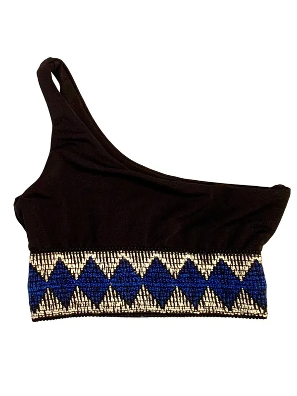 Elysiian One-Shoulder Milos Bikini Black Geometric S/XS Resort Beach Cruise - Image 4