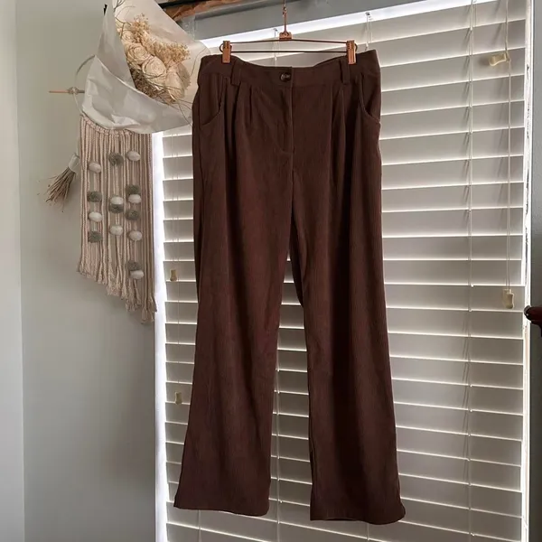 Halara High rise wide leg brown Corduroy Casual Pants | large nwt - Image 2