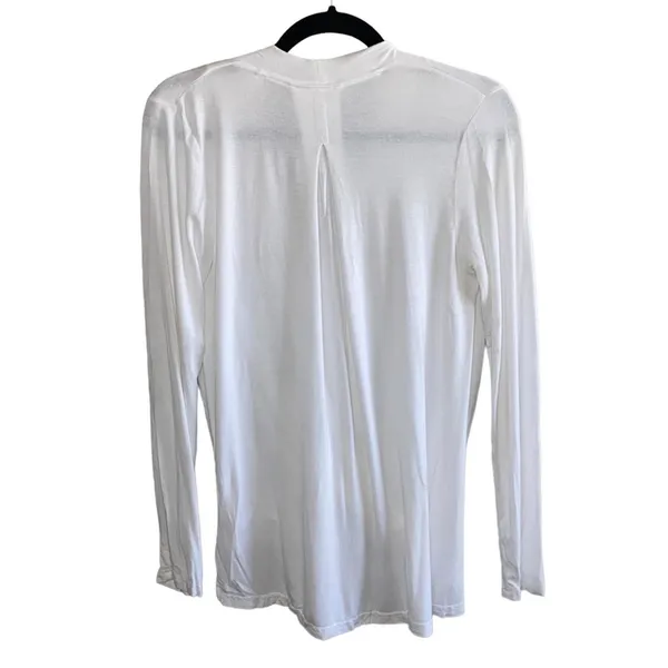 Stella & Dot White Surplice Twist Front Top Small‎ Long Sleeve Drape Blouse - Image 2