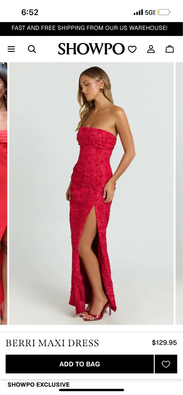 New Showpo Berri Maxi Dress Strapless Jacquard High Split Dress -Large MSRP $129 - Image 3