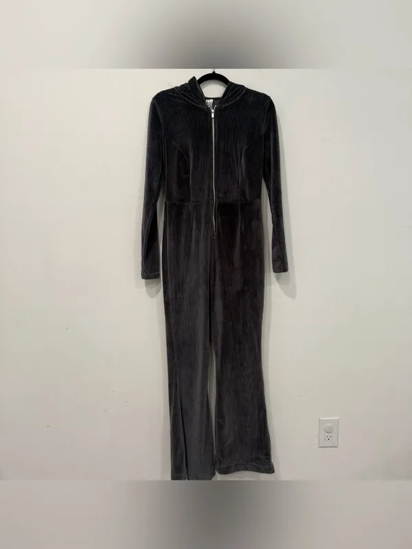 Fabletics Midnight Gray Plush Rib Hooded Jumpsuit M - Image 3
