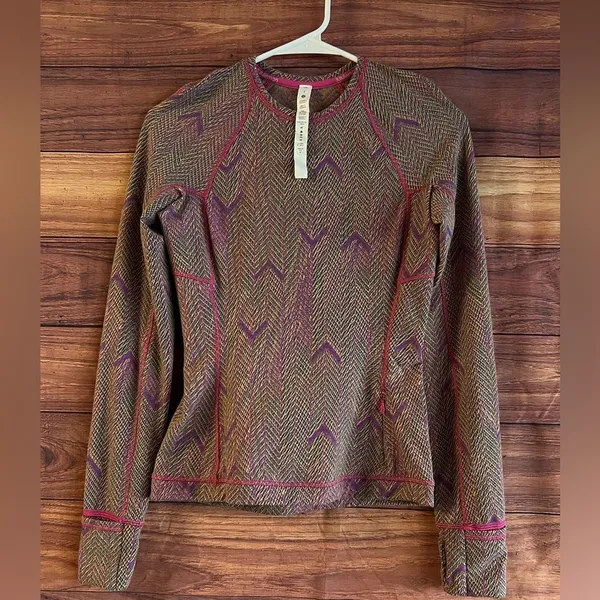 Lululemon Swiftly Tech Long Sleeve 2.0 Chevron Herringbone Magenta Purple Size 2 - Image 2