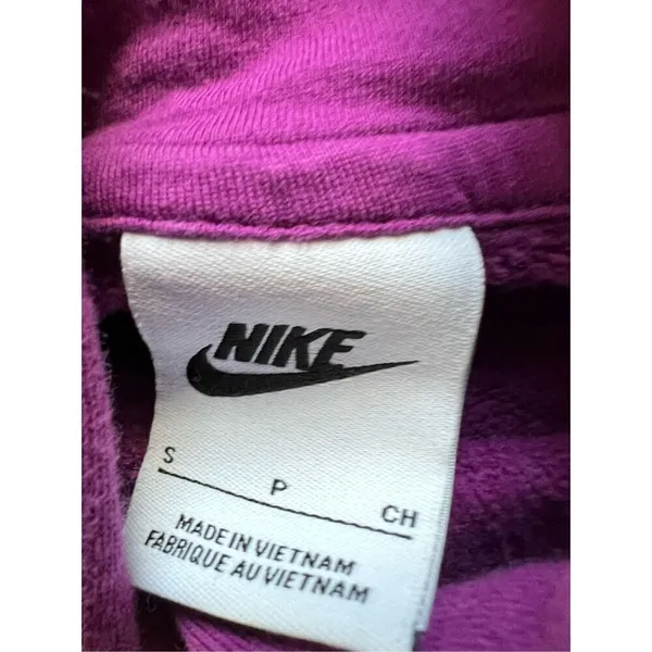 Nike Fuchsia Purple White Logo Club Pullover Fleece Hoodie Women's Small - Image 3