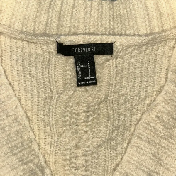 Forever 21‎ Cardigan Women Sz S Ivory Floral Embroidery Y2K Inspired Grannycore - Image 2