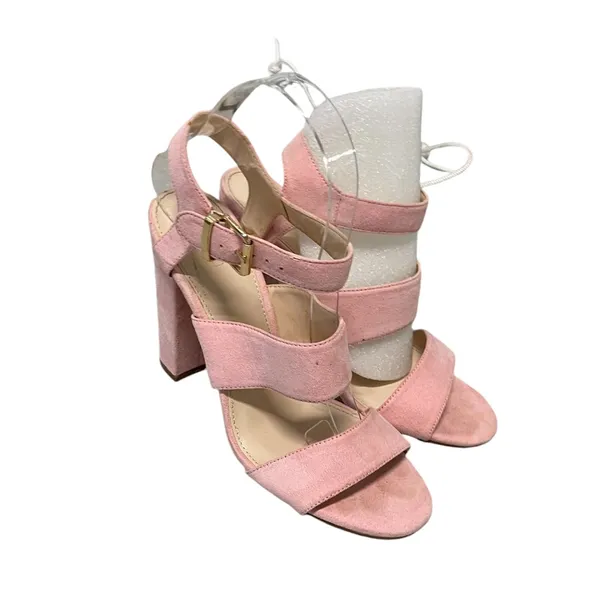 Forever 21 Pink Suede Leather Strappy Sandals Heels Sz 7.5 Worn Once! - Image 2