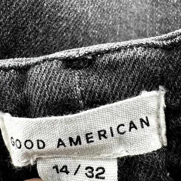 Good American Good Waist Skinny Jeans Crossover Pocket Denim Stretch Black 14/32 - Image 3