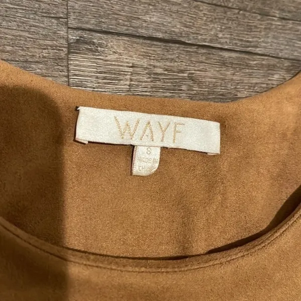 WAYF faux suede shift dress brown - Image 3