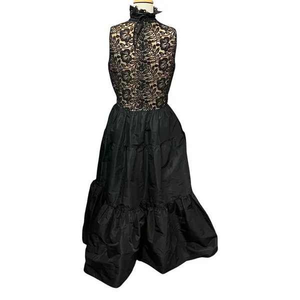 Vintage Lillie Rubin Evening Gown XS-S Black Lace Taffeta‎ Romantic Victorian - Image 8