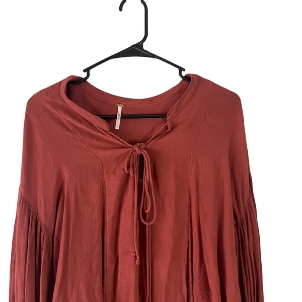 Free People Women's Size Small Burnt Orange Oversized‎ Boho Tunic Flowy Top - Image 2