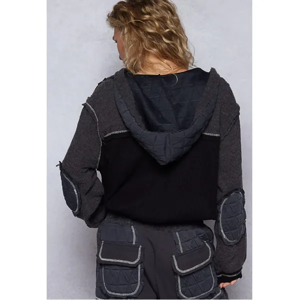 POL Quilted Hoodie Black - Image 3