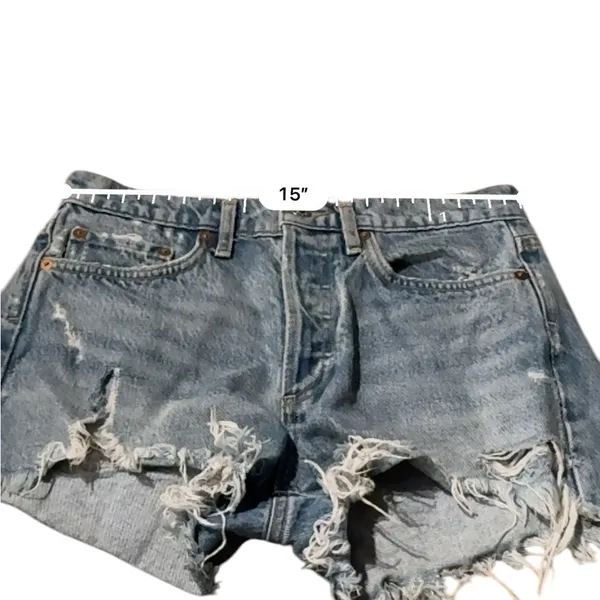 Agolde Parker Vintage Cut Off Distressed Shorts in Swapmeet‎ Light Wash Sz 25 - Image 10