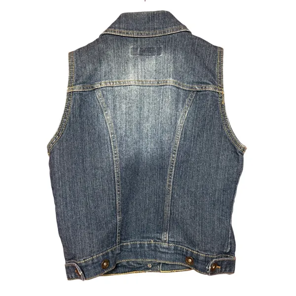 Paris Blues Women Small Blue Denim Trucker Vest Medium Wash Sleeveless‎ Jacket - Image 2