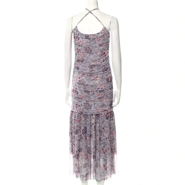 MISA Los Angeles Nicola Floral Mesh Halter Midi Dress Blue Size XS NWT - Image 9