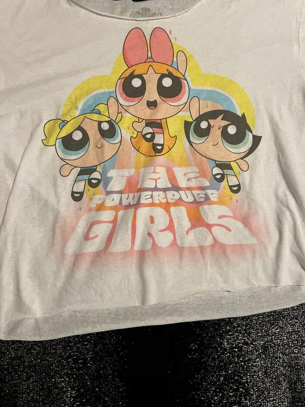 Womens large Powerpuff Girls short sleeve cropped Tshirt - Image 3