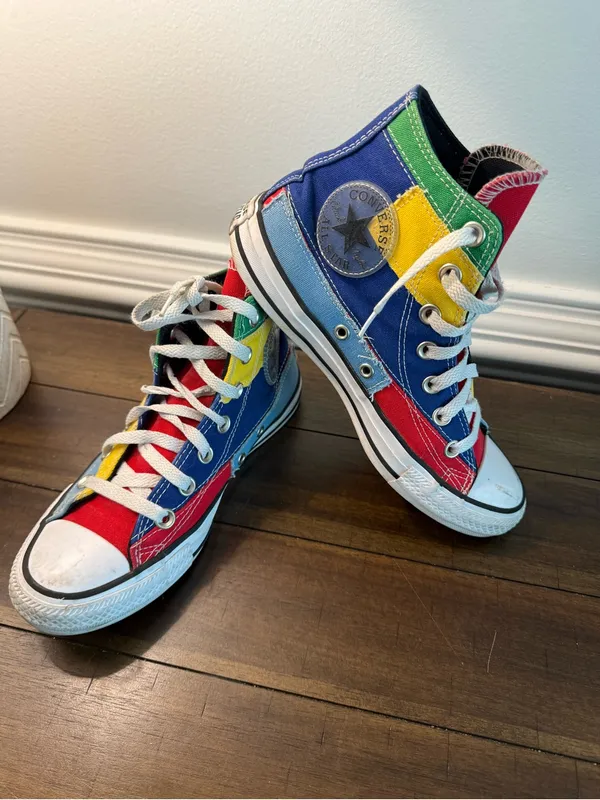 converse all star high top Women 7 Mens 5 Multi-Color Patch Work Color Block - Image 13