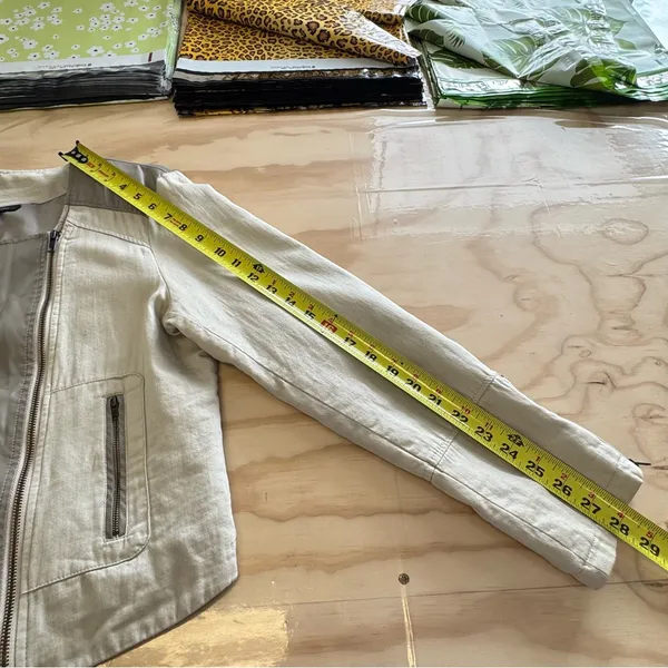 Apt. 9 Women’s Faux Leather Moto Style Zip Up‎ Jacket Windbreaker Cream Large - Image 12
