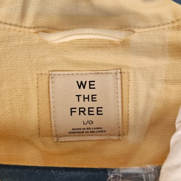 We The Free People Womens Double Cream Lemon Denim Jacket Large Barn‎ Chore Hemp - Image 4