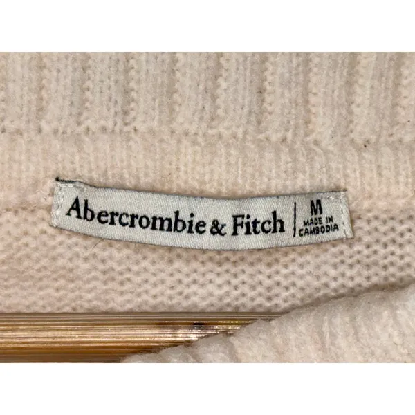 Abercrombie & Fitch Cream Knit Long Sleeve Cowl Neck Turtleneck Sweater Size M - Image 4