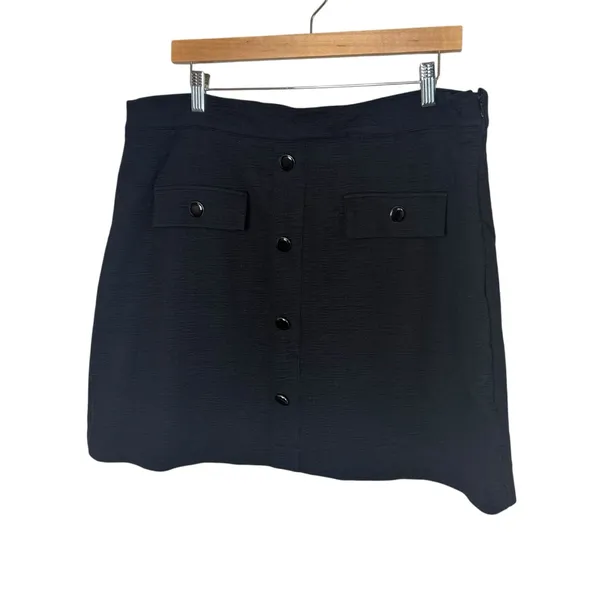 Maeve by Anthropologie Black Textured Tweed Mini Skirt Size XL Twee Career Basic - Image 6