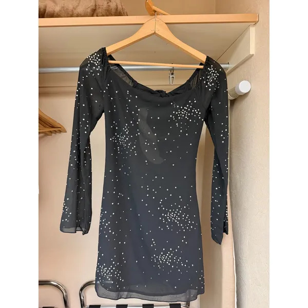 White Fox This Is Me Long Sleeve Embellished Mini Dress Size XS NWT - Image 3