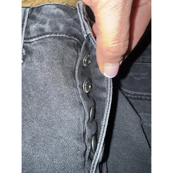 American Eagle Womens Sz 4 Black Button Fly Cutoff Jean Skirt‎ Pocketed Denim - Image 5