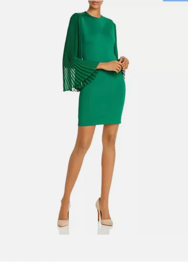 Alice + Olivia NWT Zaya Pleated Butterfly Long Sleeve Stretch Mini Dress - Image 2
