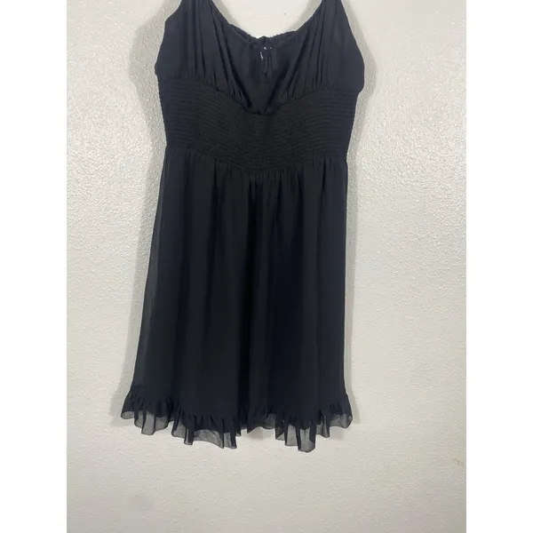 Aritzia Wilfred Black Smocked Mini Dress with Ruffle Hem Size M - Image 3
