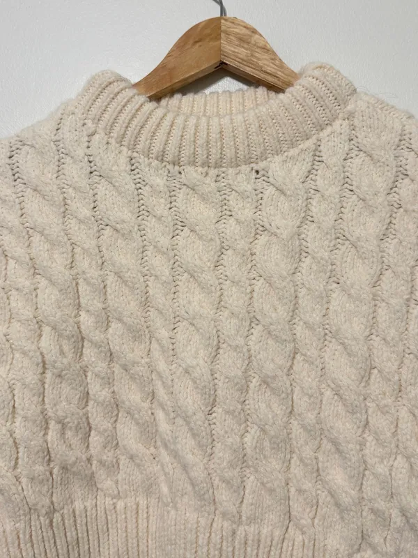 Zara Cream Cable Knit Sweater Vest Cropped Size Small - Image 4