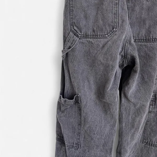 H&M Washed Black High Waisted Cargo Jeans Sz 2 - Image 5