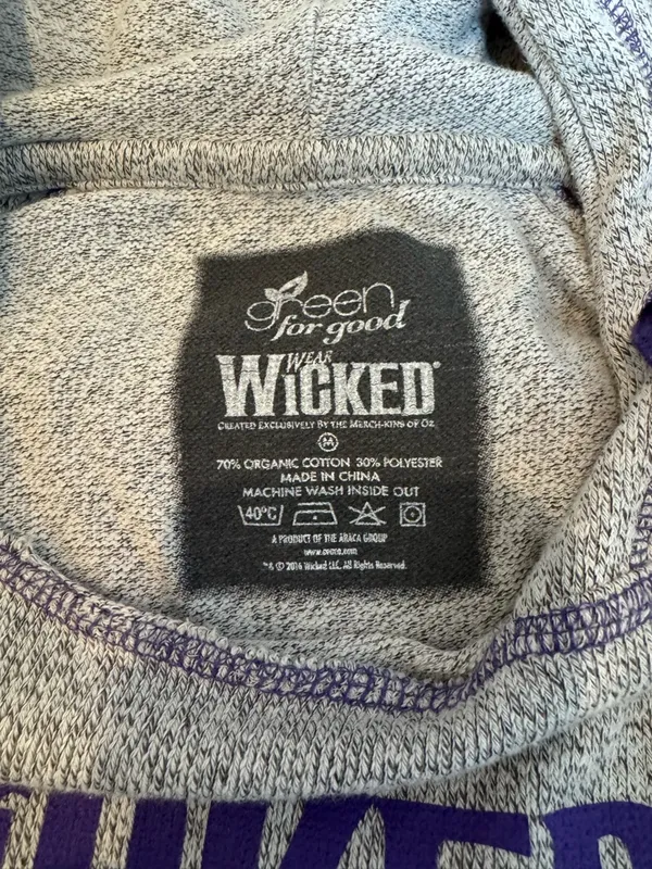 Wicked Musical Hoodie Womens Medium Gray Purple Logo Broadway Theater Lounge Top - Image 7