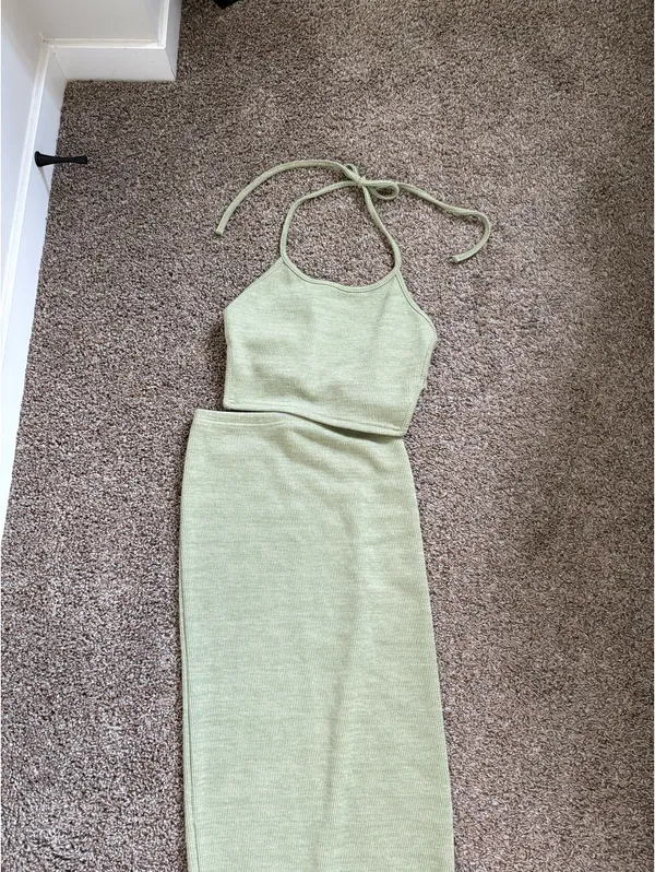 Green Knit 2 Piece Set Size XS - Image 4
