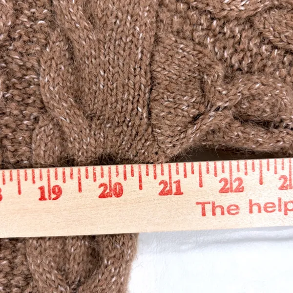 Grandma-Core Sweater A New Day Brown Cable Knit V-Neck Wool Blend Size Medium - Image 4