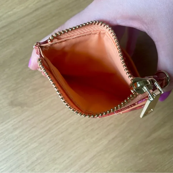 No Boundaries keychain zipper cardholder floral pink orange - Image 3