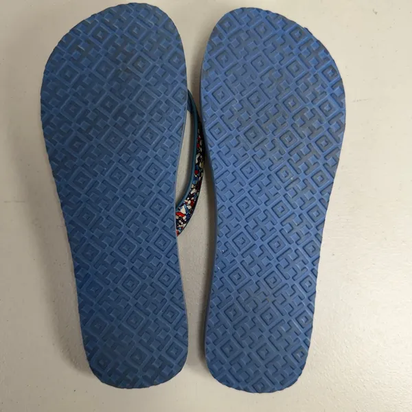 Tory Burch 6 Linosa Festival Flip Flop Printed Naplak Logo Thong Sandals Preppy - Image 9