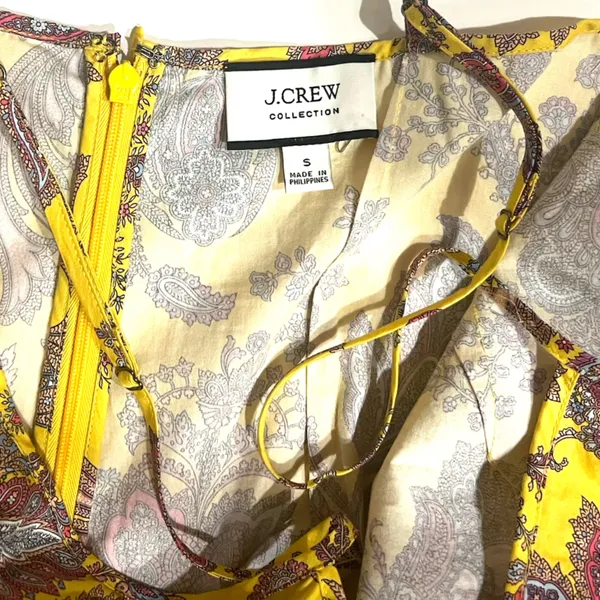 J. Crew Collection Yellow Poplin Floral Maxi Dress Size Small - Image 4
