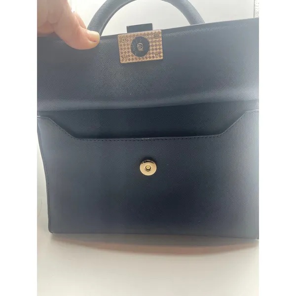 Dune London Navy Blue Structured Satchel Handbag Gold Hardware Women's Purse - Image 13