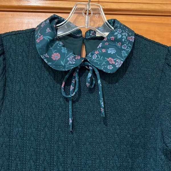 Green Floral Knit Sweater Dress - Juniors XS - Image 3