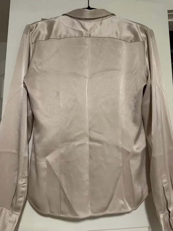 Babaton Women’s Long-Sleeve Satin Button-Up Shirt — Light Cream - Image 4