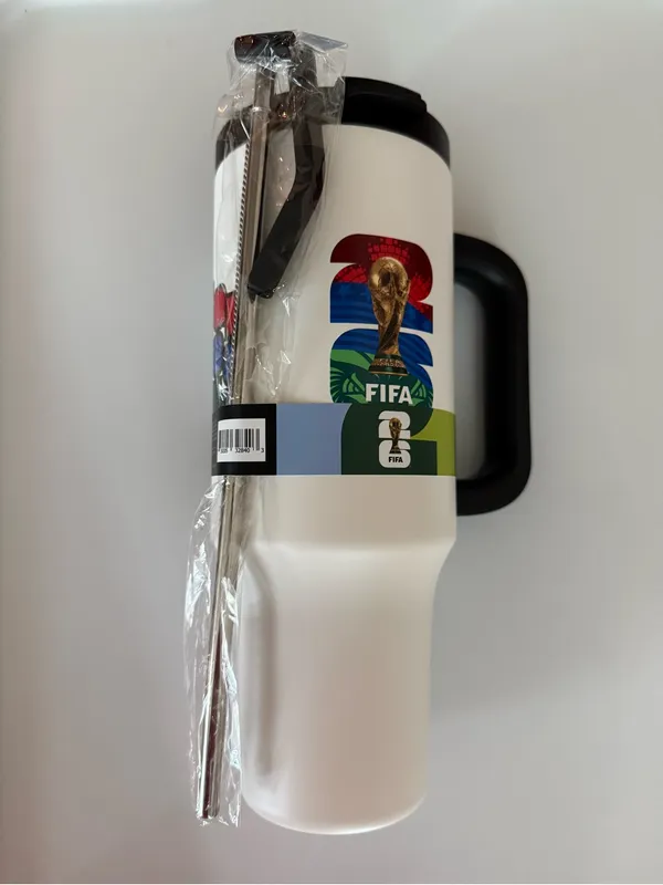 FIFA nwt World Cup 2026 White Tumbler with Handle 40 oz stainless steel - Image 2