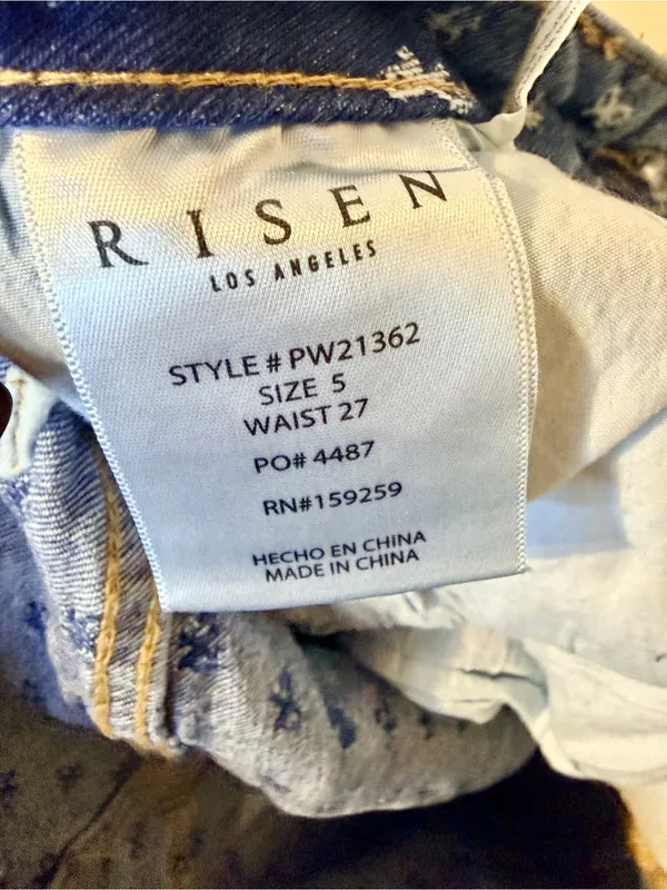 Risen Jeans 5/27 Wide Leg Blue Denim White Bow Embroidery NWT - Image 9