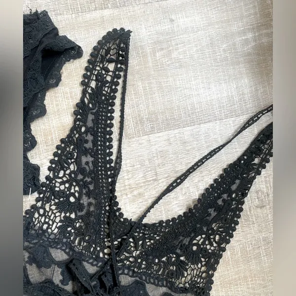 Y2K Vintage Black Crochet Lace Cami Tank Top Fairy Grunge Whimsigoth Festival - Image 6