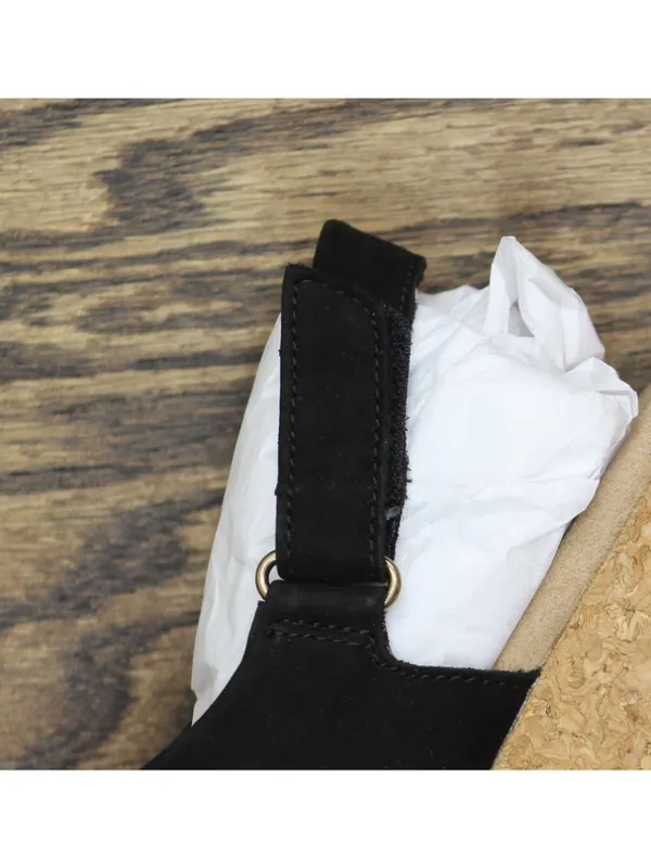 NWT Clarks Nerisa Grace Wedge Cork Sandal 26187243 Black Nubuck 8.5M - Image 15