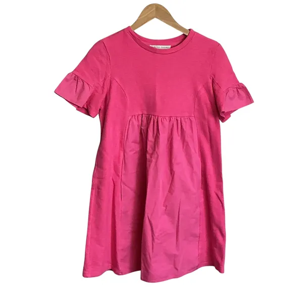 English Factory Pink Mixed Media Ruffle Sleeve Babydoll Mini Dress SY218D XS - Image 3