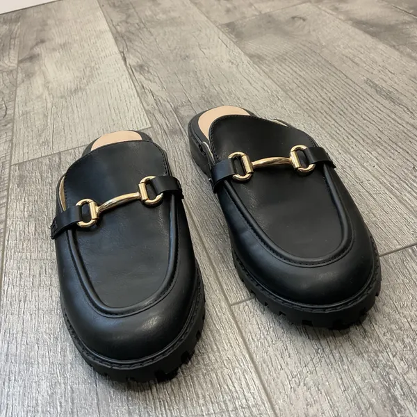 Sincerely Jules Ragu Black Lug Sole Horsebit Mule Loafers Womens 9M - Image 2