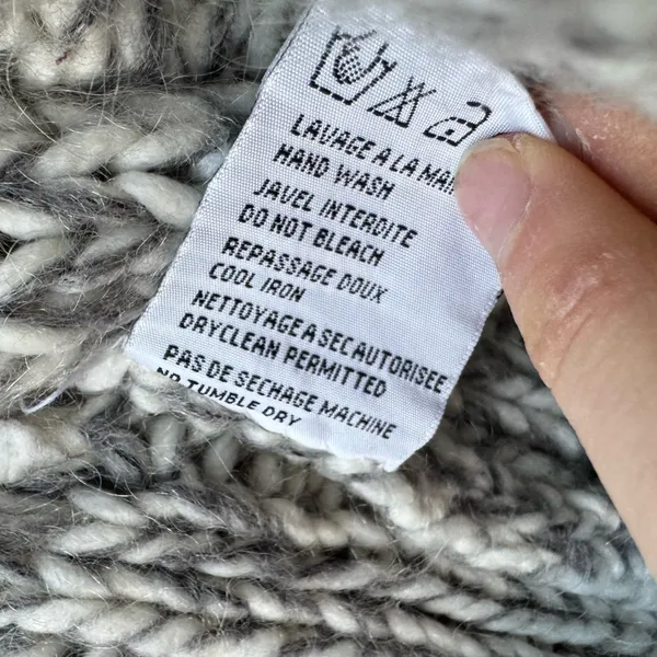Chunky High Neck Wool Zip Up Sweater Gray - Image 7