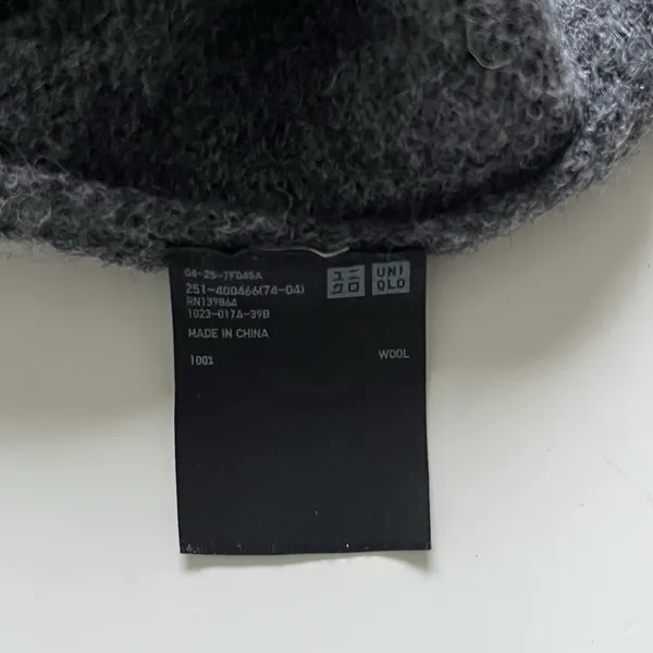 Uniqlo 100% Wool Knit Oversized Long Cardigan Charcoal Gray Sz Small Cabin Core - Image 7