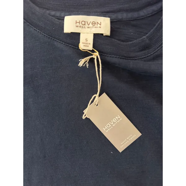 NWT Haven Well Within Navy Organic Cotton Slub Tee Small - Image 6