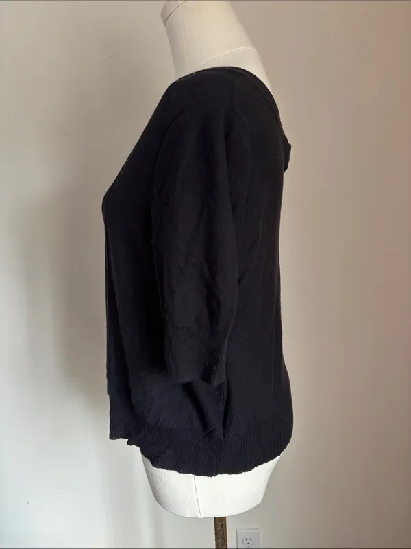 duo Maternity Black Button-Front Knit Top with Scoop Neck - Image 3
