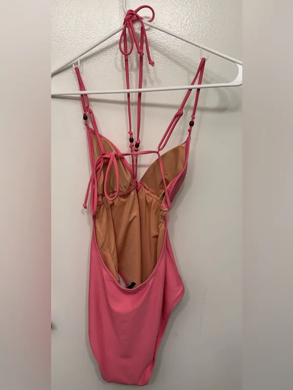 J.Crew Strappy Plunge One Piece Swimsuit | Beaded Detail Swimwear - Image 5